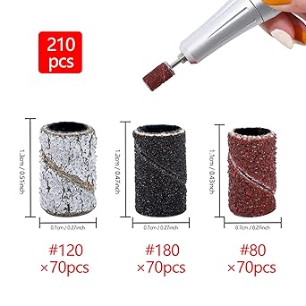 BNG 210pcs Sanding Bands 80120 180 Grit E File Sanding Band For Nail Drill Manicure Set with Box Nail Art Sanding Tape with 1pcs 332 inch Nail Drill Bit - Image 2