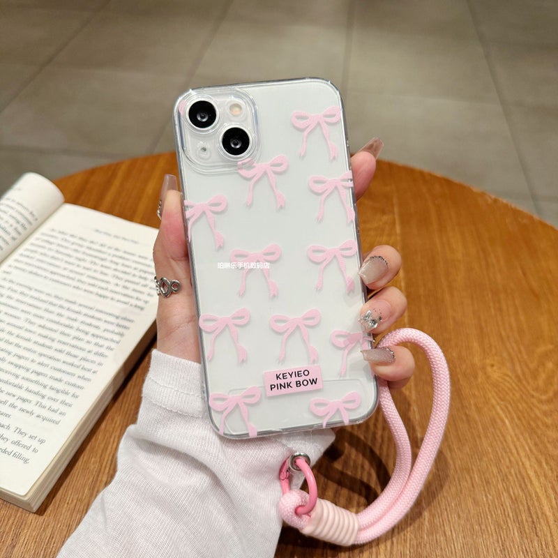 Blue and Pink Bow Suitable for Apple Promax Pro Mobile Phone Case Fine Hole Promax - Image 3