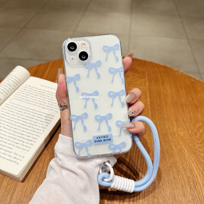 Blue and Pink Bow Suitable for Apple Promax Pro Mobile Phone Case Fine Hole Promax - Image 4