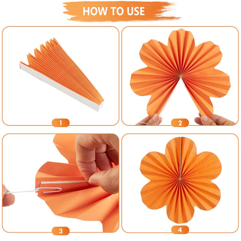 SUNBEAUTY 9 Pcs Hot Pink and Orange Paper Flowers Decorations for Wall, Spring Summer Vibrant Decorations for Wall Rock Party Girl Groovy Birthday Baby Shower Wedding Bachelorette Room Hanging Decor - Image 3