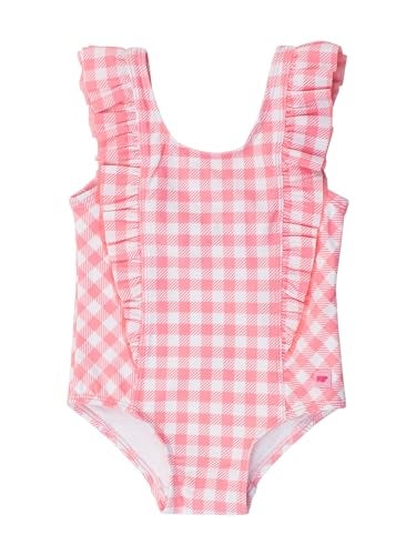 RuffleButts Girls UPF50+ Sun Protection Sleeveless Butterfly Sleeve/Waterfall One Piece Swimsuit - Bubblegum Pink Gingham, 12-18m - Image 5