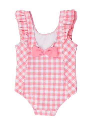 RuffleButts Girls UPF50+ Sun Protection Sleeveless Butterfly Sleeve/Waterfall One Piece Swimsuit - Bubblegum Pink Gingham, 12-18m - Image 4