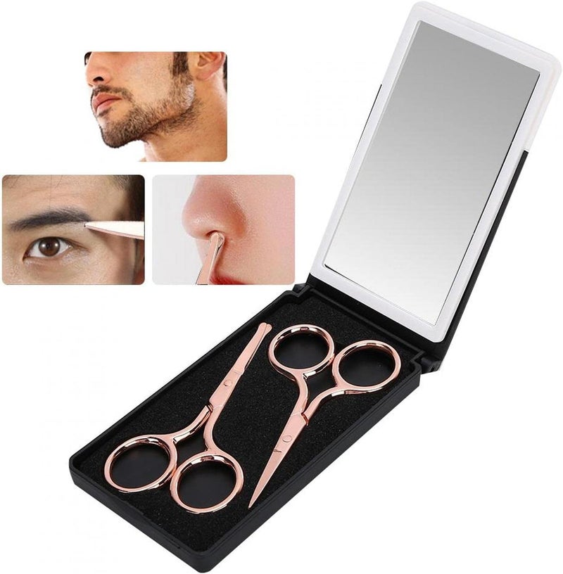 klarako Nose Hair Scissors Set, Stainless Steel with Mirror Rose Gold Mustache Trimmer for Eyebrows, Ear Hair and Eyelashes - Image 3