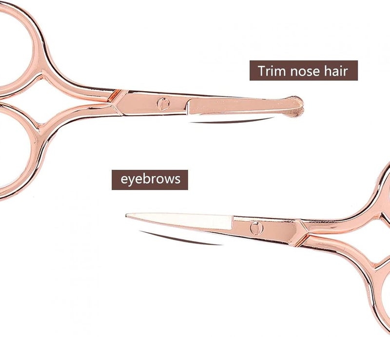 klarako Nose Hair Scissors Set, Stainless Steel with Mirror Rose Gold Mustache Trimmer for Eyebrows, Ear Hair and Eyelashes - Image 1