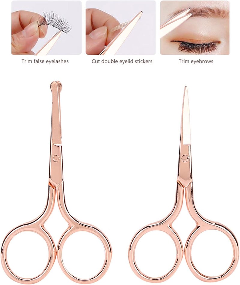 klarako Nose Hair Scissors Set, Stainless Steel with Mirror Rose Gold Mustache Trimmer for Eyebrows, Ear Hair and Eyelashes - Image 2