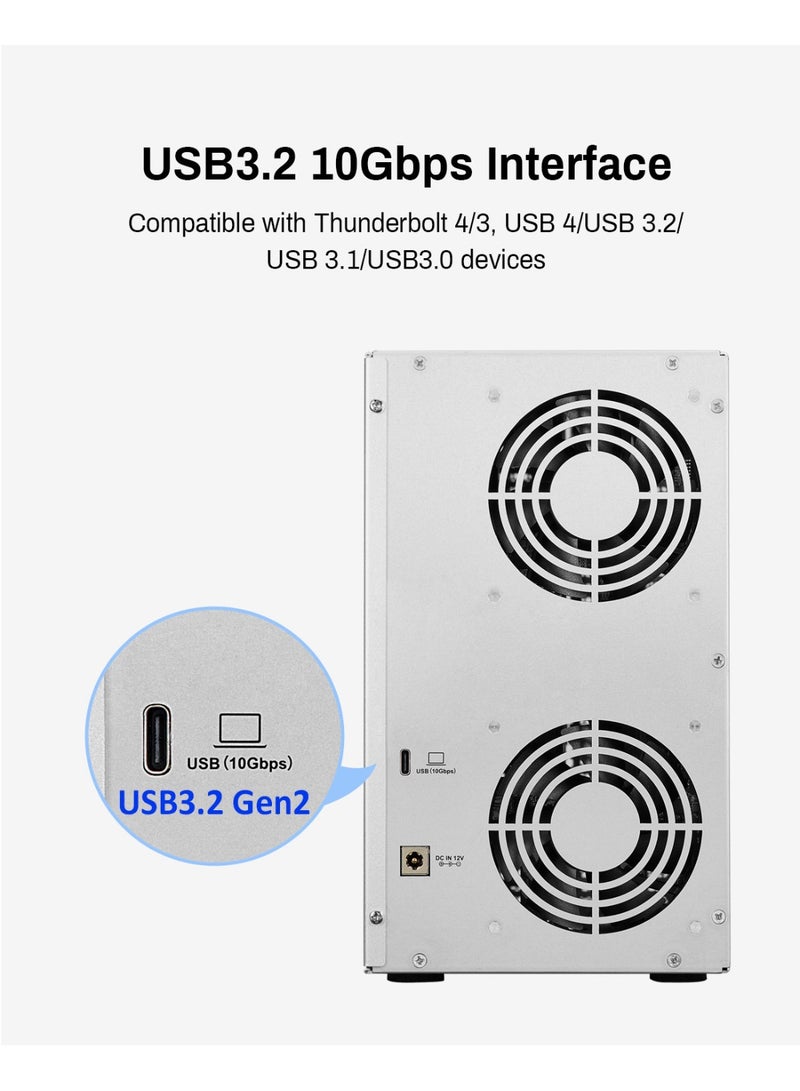 TERRAMASTER TERRAMASTER D6-320 External Hard Drive Enclosure - USB 3.2 Gen2 10Gbps Type-C HDD Storage Hot Swappable Plug and Play (Diskless) - Image 3