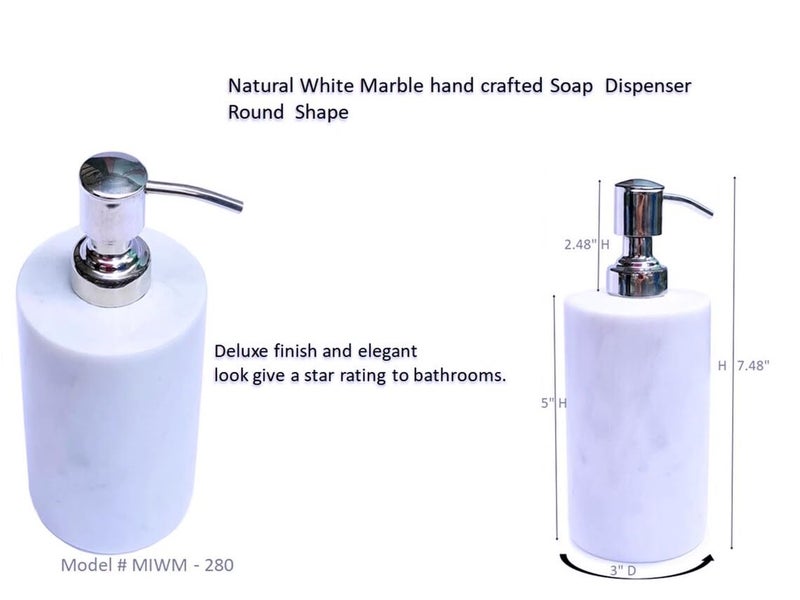 Patharwala Marble Durable Handwash Soap Dispenser for Bathroom Accessories Bath Set Made by 100% Natural Marble Stone - Image 3
