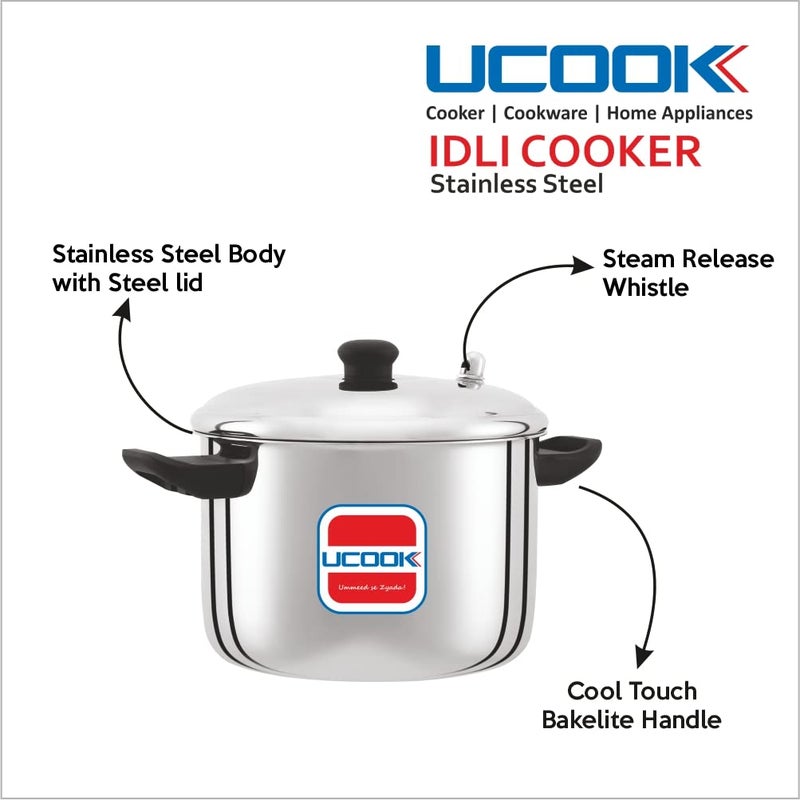 UCOOK من United Ekta Engg. طباخ إيدلي من الفولاذ المقاوم للصدأ، 4 أطباق/16 إيدلي - Image 4