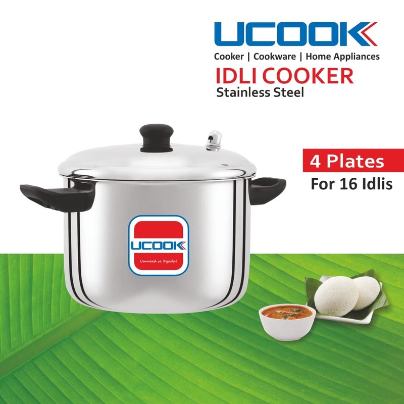 UCOOK من United Ekta Engg. طباخ إيدلي من الفولاذ المقاوم للصدأ، 4 أطباق/16 إيدلي - Image 3