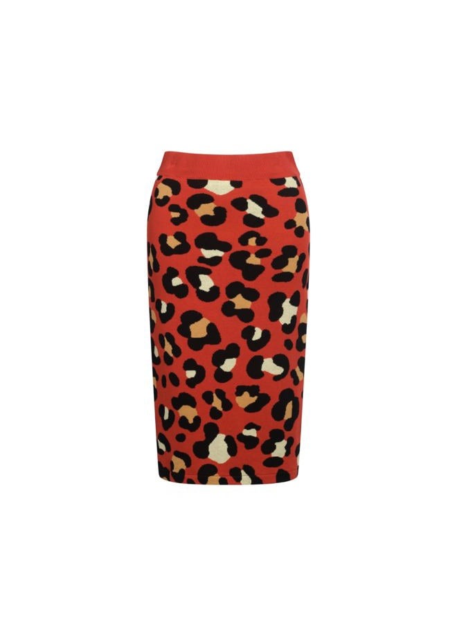 OXKNIT Women's Red Knitted Vest Skirt Sets, Casual Retro Tiger Pattern 2 Piece Sets Cotton Summer Outfits, Red, L - Image 4
