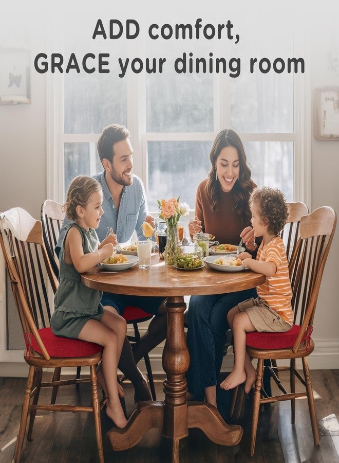 AddGrace وسائد كراسي AddGrace لكراسي الطعام، مجموعة من 6 وسائد كراسي مطبخ Windsor مع غطاء قابل للإزالة ومحكم وقاعدة مانعة للانزلاق، وسائد كراسي داخلية مع أربطة وإسفنج (16.5 × 15.5 بوصة، أحمر) - Image 4