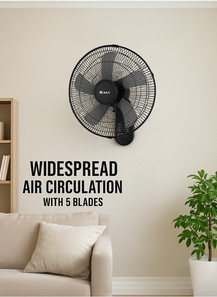 Vmax 18" Wall Fan High Performance Fan with 6-Speed Controls 5 Leaf Blades and Remote Control, Adjustable Tilt Angle V-HWF3007 Black  - Image 5