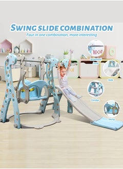 Garlo Toddler Slide and Swing Set 4 in 1 Kids Climber Slide Set with Basketball Hoop Toddler Swing Set for Indoor and Outdoors Playground Play Set  - Image 3
