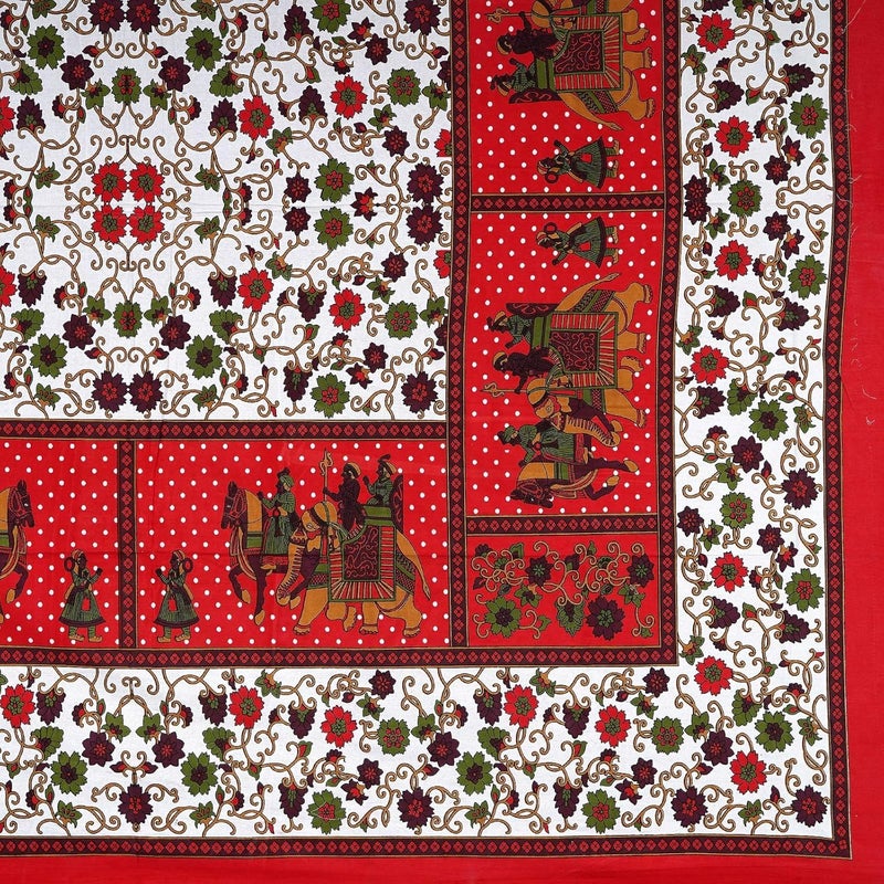 Meejoya 100 Cotton Rajasthani Jaipuri Traditional King Size Double Bed Bedsheet with 2 Pillow Covers Multi20 - Image 2