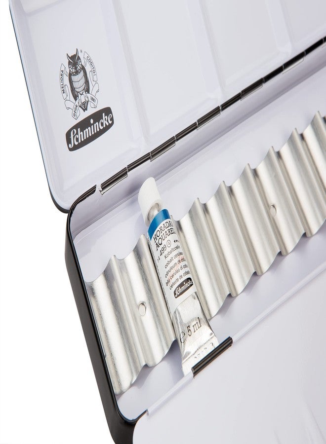 Schmincke - HORADAM AQUARELL Empty Box for 12 x 5 ml Tubes, 74 912 097, Black Metal Box with Mixing Palette, for Individual use with 12 HORADAM Tube Colors - Image 3