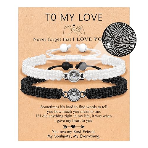 UNGENT THEM Matching Couples Bracelets Long Distance Relationship I Love You Christmas Sweetest Valentines' Day Gifts for Him Her Boyfriend Girlfriend Women Men BF GF - Image 1