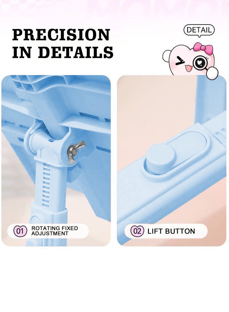 HomarKet Book Stand,Book Holder For Reading Hands Free,Adjustable Rest Book Holders Tray And Page Paper Clips,Foldable Desk Table Bookstand For Kids Textbooks Drawing Ipad Study Supplies - Image 4