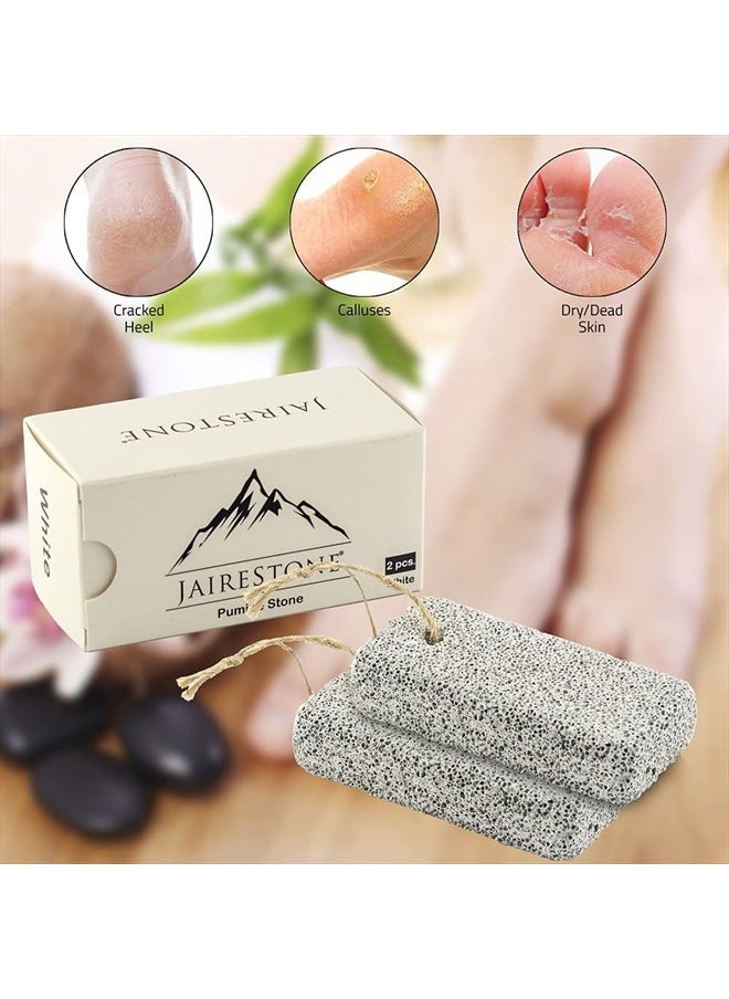 JAIRESTONE Pumice Stone - Callus Remover and Foot Stone Scrubber - Exfoliating Foot Stone Pumice Rock for Hard, Dry and Dead Skin on Heels, Body, Feet (Pack of 2) (White)  - Image 2