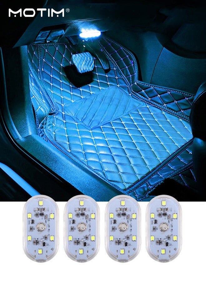 Motim 4 Pcs Car LED Lights Interior, USB Rechargeable Light, Portable White Ambient Light, LED Touch Lights with 6 Bright LED Lamp Beads, Car Night Emergency Light, White  - Image 1