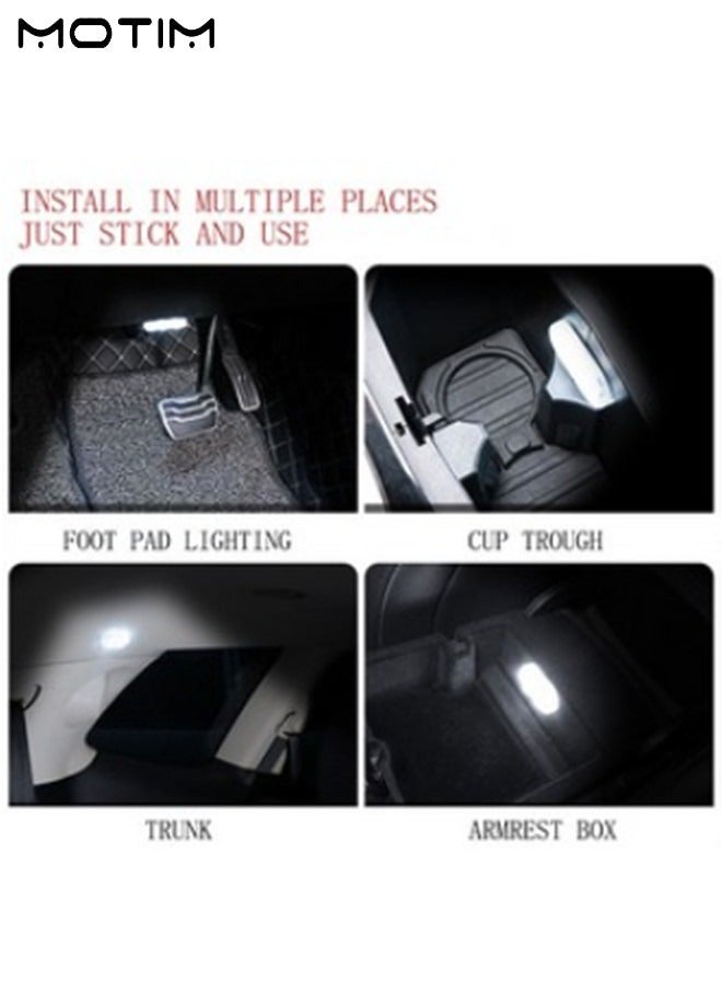 Motim 4 Pcs Car LED Lights Interior, USB Rechargeable Light, Portable White Ambient Light, LED Touch Lights with 6 Bright LED Lamp Beads, Car Night Emergency Light, White  - Image 5