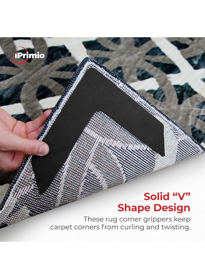 iPrimio NeverCurl Best V Shape Design Rug Corner Gripper to Instantly Stops Corner Curling - Safe for Wood Floors - For Indoor & Outdoor Rugs - Carpet / Rug Tape - Not An Anti-Slip Pad - Rug Grip - Image 2