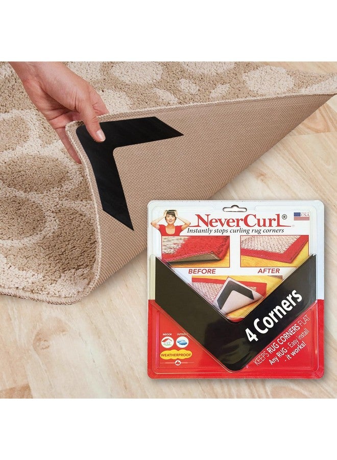 iPrimio NeverCurl Best V Shape Design Rug Corner Gripper to Instantly Stops Corner Curling - Safe for Wood Floors - For Indoor & Outdoor Rugs - Carpet / Rug Tape - Not An Anti-Slip Pad - Rug Grip - Image 1