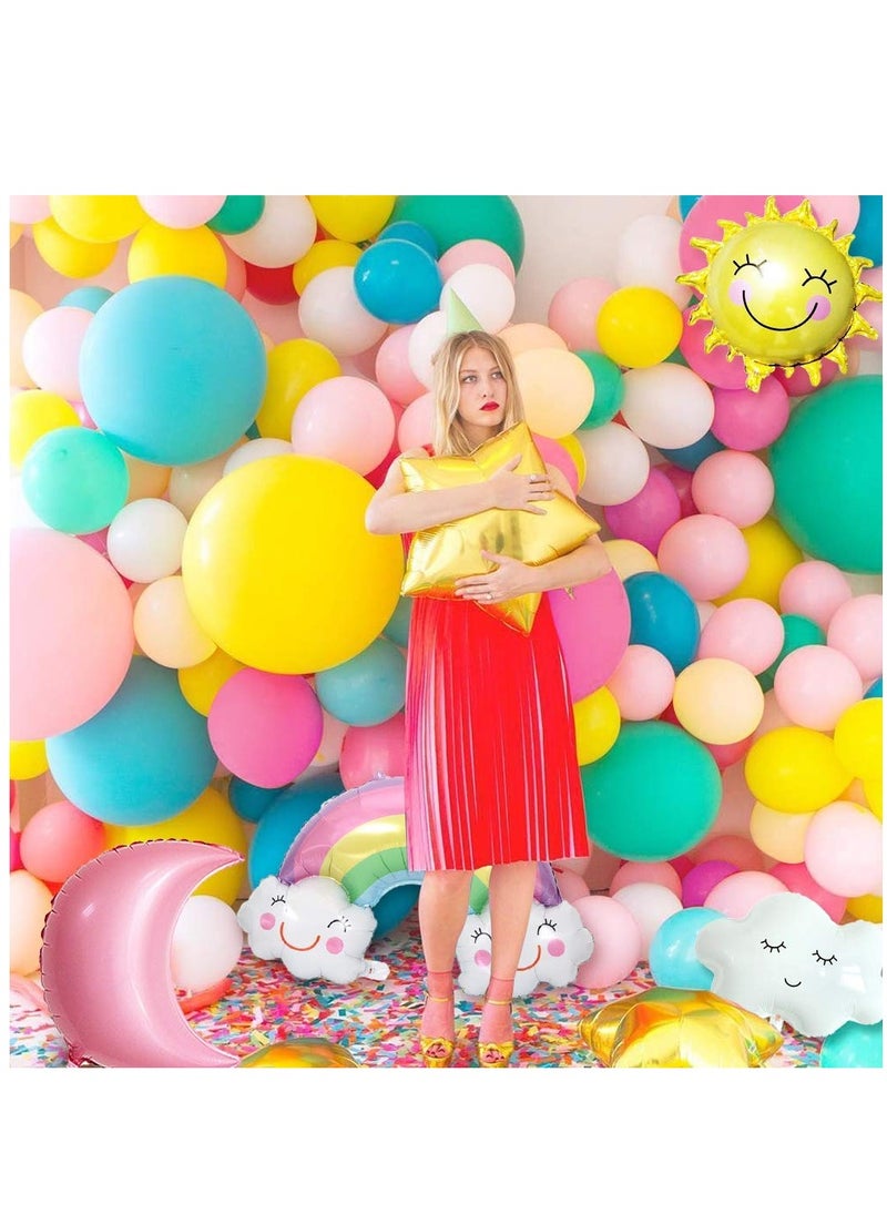 KASTWAVE - Happy Birthday Decorations Banner, Sun Moon Clouds Rainbow Sky Star Foil Balloon Birthday Party Supply - Image 1