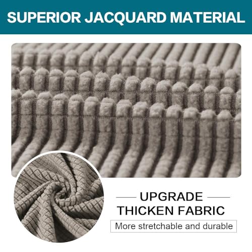 Turquoize 4 Piece Couch Covers for 3 Cushion Couch Sofa Pet Friendly Stretch Couch Cover for Dogs Washable Sofa Covers with Individual Couch Cushion Covers, Jacquard Fabric (3 Cushion Sofa, Taupe) - Image 3