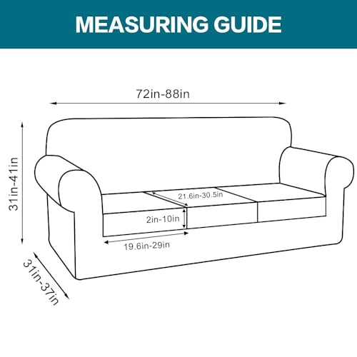 Turquoize 4 Piece Couch Covers for 3 Cushion Couch Sofa Pet Friendly Stretch Couch Cover for Dogs Washable Sofa Covers with Individual Couch Cushion Covers, Jacquard Fabric (3 Cushion Sofa, Taupe) - Image 2