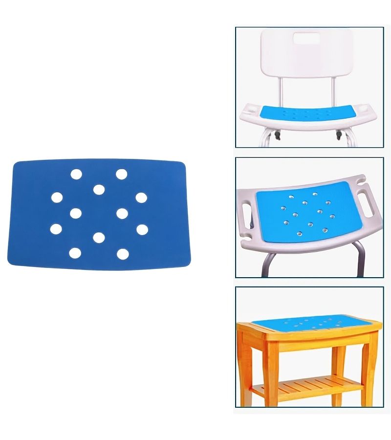 2 Pcs Non Slip Shower Stool Cushions With Holes Adhesive EVA Rubber For Bathroom Seat Stability Bench Bathtub Cushion 14 X 9 Inch Suitable For Elderly And Disabled - Image 2