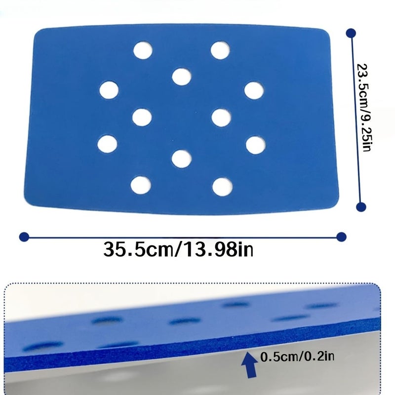 2 Pcs Non Slip Shower Stool Cushions With Holes Adhesive EVA Rubber For Bathroom Seat Stability Bench Bathtub Cushion 14 X 9 Inch Suitable For Elderly And Disabled - Image 3