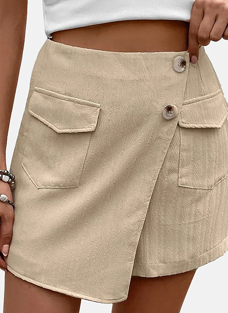 يونيكي Khaki Mid Rise Soild Slim Fit Shorts