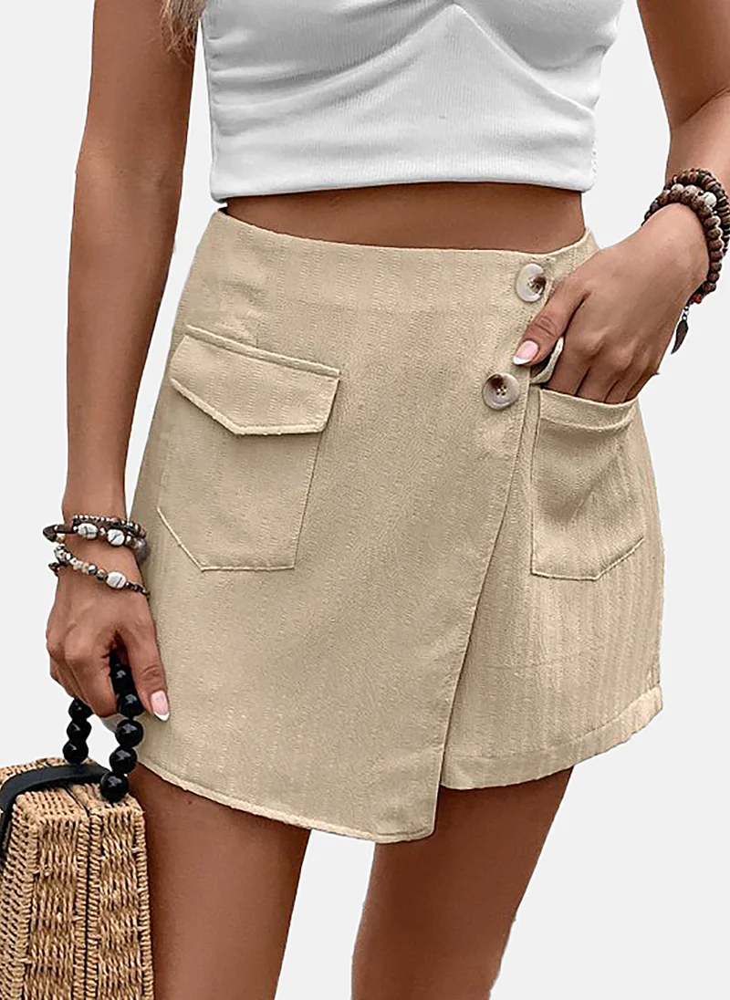 يونيكي Khaki Mid Rise Soild Slim Fit Shorts