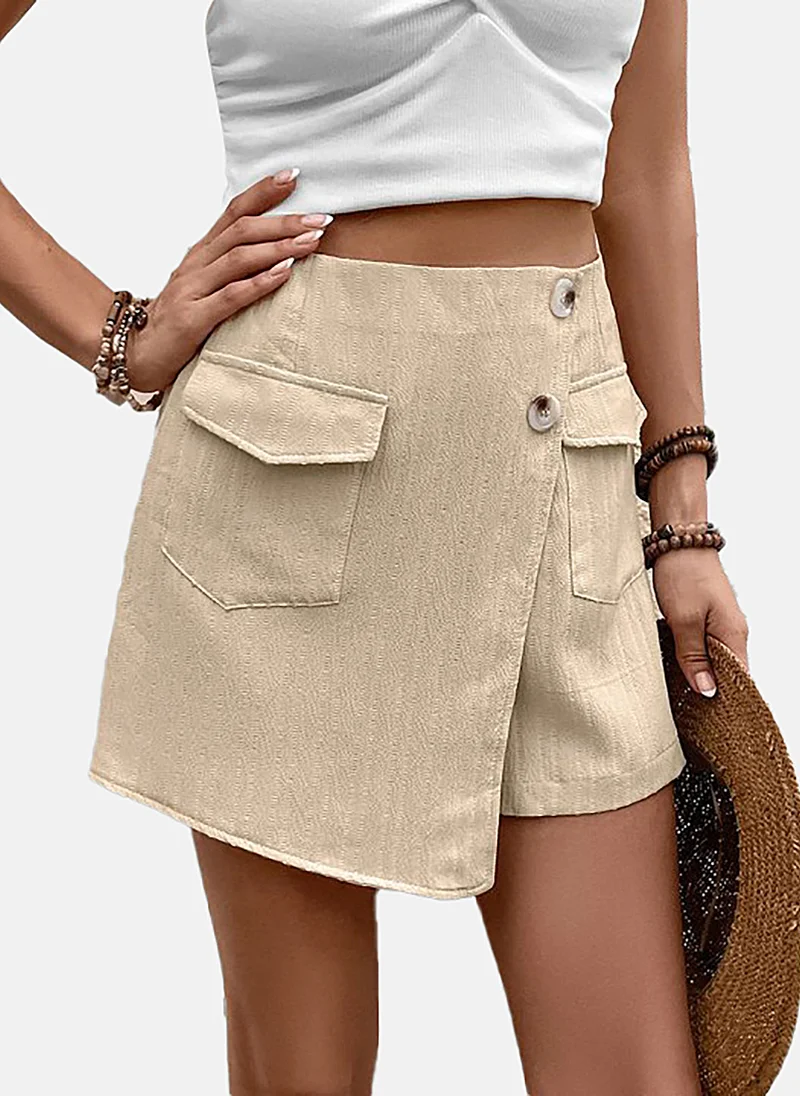 YUNIQEE Khaki Mid Rise Soild Slim Fit Shorts