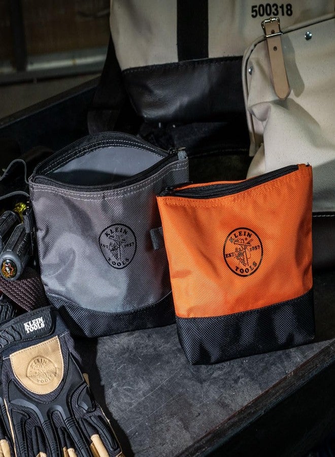 Klein Tools 80056 Tool Bag Storage Kit, 1680d Stand-Up and Canvas Zipper Pouches, Assorted Colors, 6-Piece - Image 3