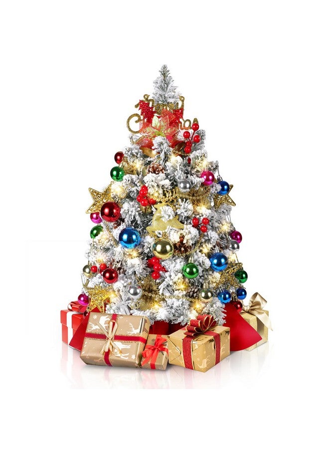 RELPOM 2Ft Mini Flocked Christmas Tree, Small Christmas Tree With Lights, Prelit Tabletop Christmas Tree With 100 Branch Tips And 50+ Diy Ornaments, Christmas Decorations Indoor And Gifts For Men Women - Image 1