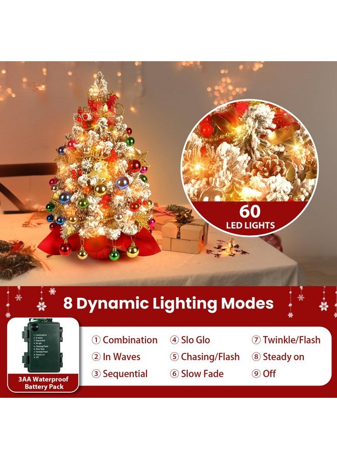 RELPOM 2Ft Mini Flocked Christmas Tree, Small Christmas Tree With Lights, Prelit Tabletop Christmas Tree With 100 Branch Tips And 50+ Diy Ornaments, Christmas Decorations Indoor And Gifts For Men Women - Image 4