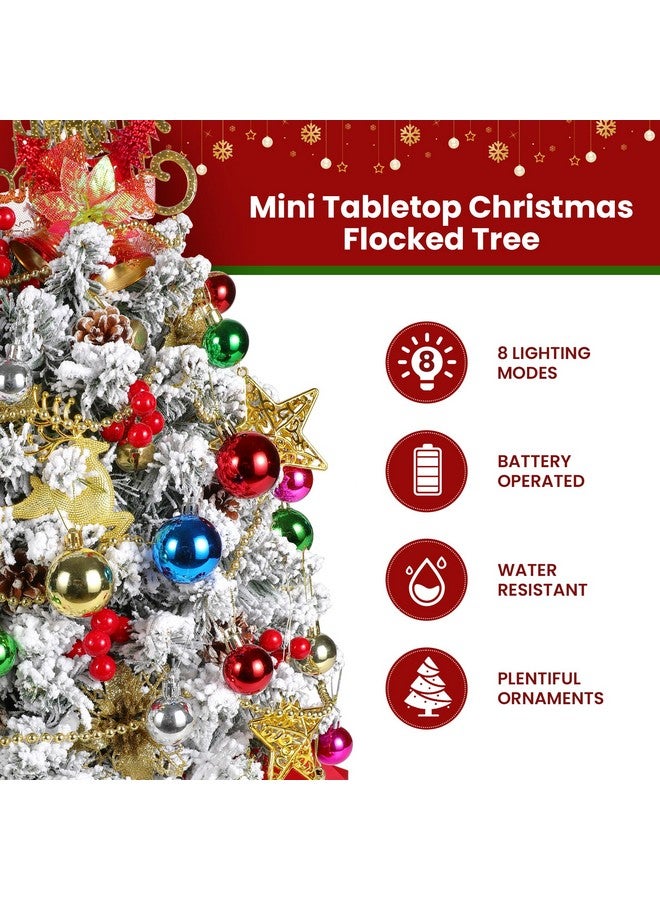 RELPOM 2Ft Mini Flocked Christmas Tree, Small Christmas Tree With Lights, Prelit Tabletop Christmas Tree With 100 Branch Tips And 50+ Diy Ornaments, Christmas Decorations Indoor And Gifts For Men Women - Image 2