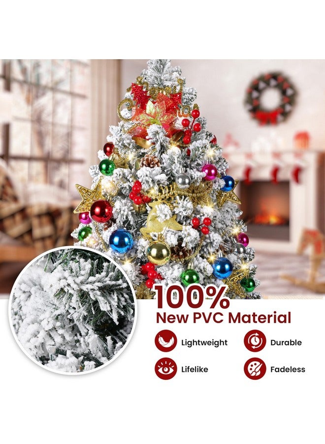 RELPOM 2Ft Mini Flocked Christmas Tree, Small Christmas Tree With Lights, Prelit Tabletop Christmas Tree With 100 Branch Tips And 50+ Diy Ornaments, Christmas Decorations Indoor And Gifts For Men Women - Image 3