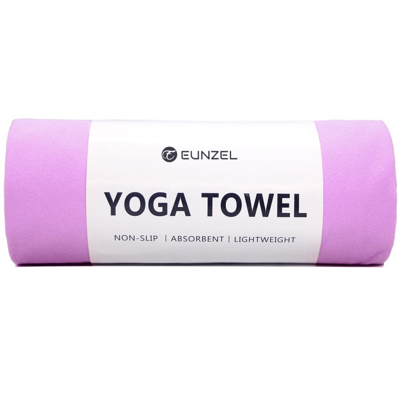 Eunzel Hot Yoga Towel Non Slip Yoga Mat Towel NonSlip Sweat Absorbent Microfiber Towel for Hot Yoga Pilates and Workout 72 x 265 Purple