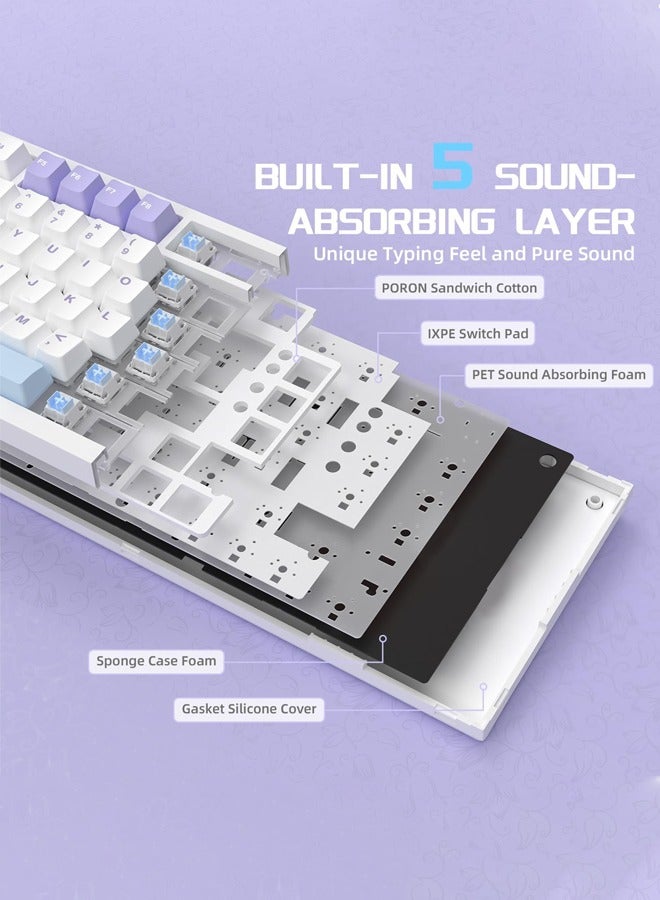 Ajazz AK820 Pro Gaming Keyboard,75% Gasket-mounted Mechanical Keyboard with TFT Screen, RGB Light,3 Modes(Bluetooth 5.1/2.4G Wireless & Type-C Wired), Sound Dampening Foams (Purple, flying fish switch) - Image 2