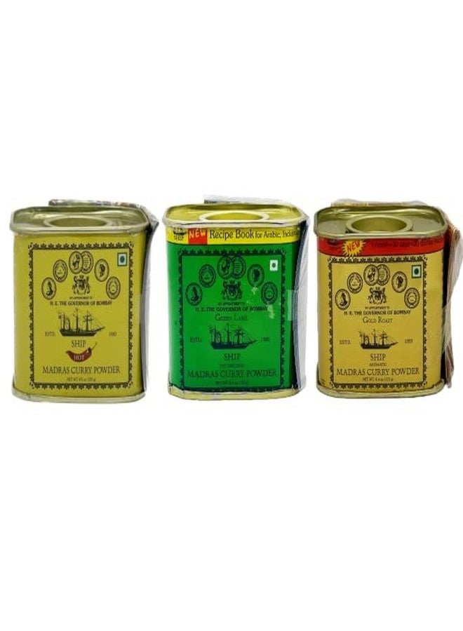 Ship Madras Curry Powder 3-Variant Combo 125g x 3 | Original, Gold Roast & Hot | Authentic Indian Curry Masala for Veg & Non-Veg Sabzis | Spice Blend for Biryani, Chicken, Mutton & Dal | Natural Indian Spices - Image 1