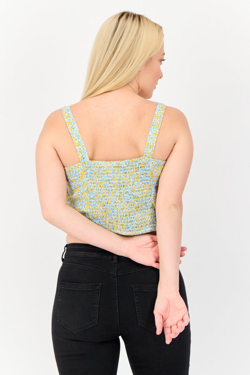 ONLY Women Square Neck Sleeveless Floral Print Tank Top, Multicolor - Image 4