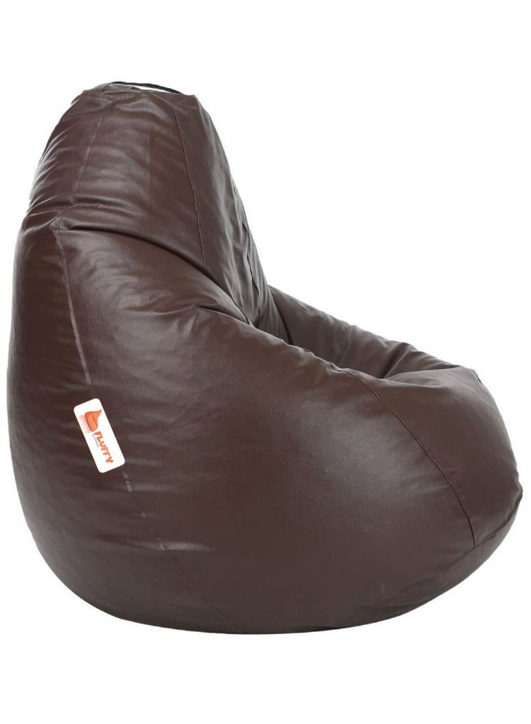 Fluffy Premium Leather Fabric Classic Brown Bean Bag XXXL - Image 3