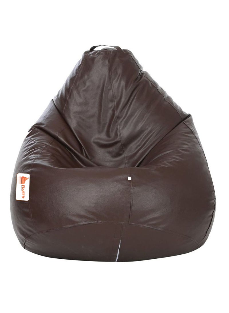Fluffy Premium Leather Fabric Classic Brown Bean Bag XXXL - Image 1