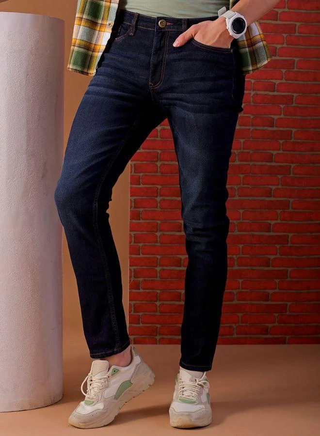 Men Slim Fit Solid Mid-Rise Jeans
