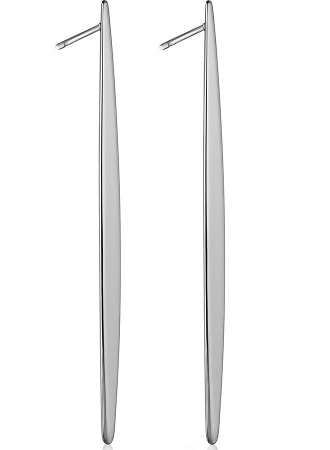 هامبل شيك نيويورك أقراط طويلة متدلية للنساء - أقراط متدلية طويلة فضية اللون للنساء، أقراط متدلية بتصميم مثلث مدبب بسيط، أقراط مرصعة بسيطة على شكل قضيب عمودي، أقراط مرصعة بتصميم هندسي مميز - Image 1