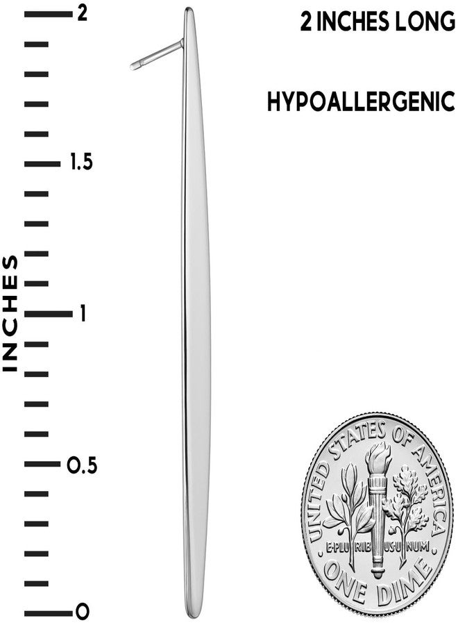 هامبل شيك نيويورك أقراط طويلة متدلية للنساء - أقراط متدلية طويلة فضية اللون للنساء، أقراط متدلية بتصميم مثلث مدبب بسيط، أقراط مرصعة بسيطة على شكل قضيب عمودي، أقراط مرصعة بتصميم هندسي مميز - Image 4