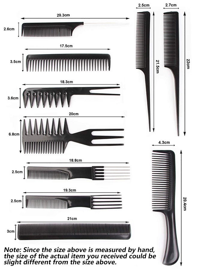 HOOTO 10 piece set of professional salon combs, black, suitable for men, women, and children - Image 2