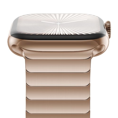CHANCHY Stainless Steel Band for Apple Watch Ultra 321 Band 49mm 46mm 45mm 44mm Metal Strap with Folding Clasp Link Bracelet for Apple Watch Series 11 10 9 8 7 6 5 4 3 2 1 SE3SE2SE Official Gold - Image 3